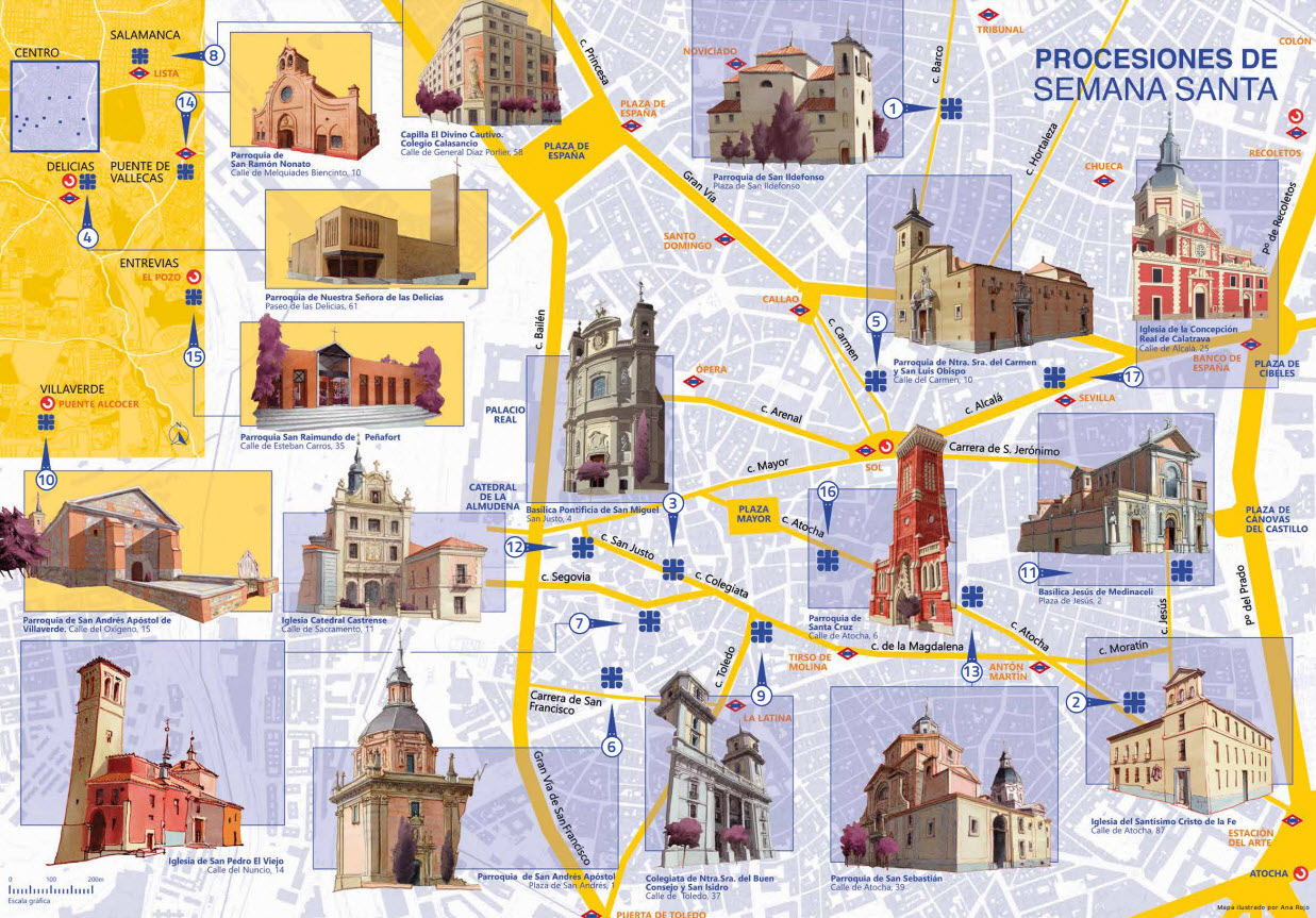Madrid edita mapa ilustrado para guiar a turistas en Semana Santa